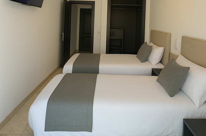 Camas individuales Habitación del Hotel Molinillos equipada con dos camas individuales