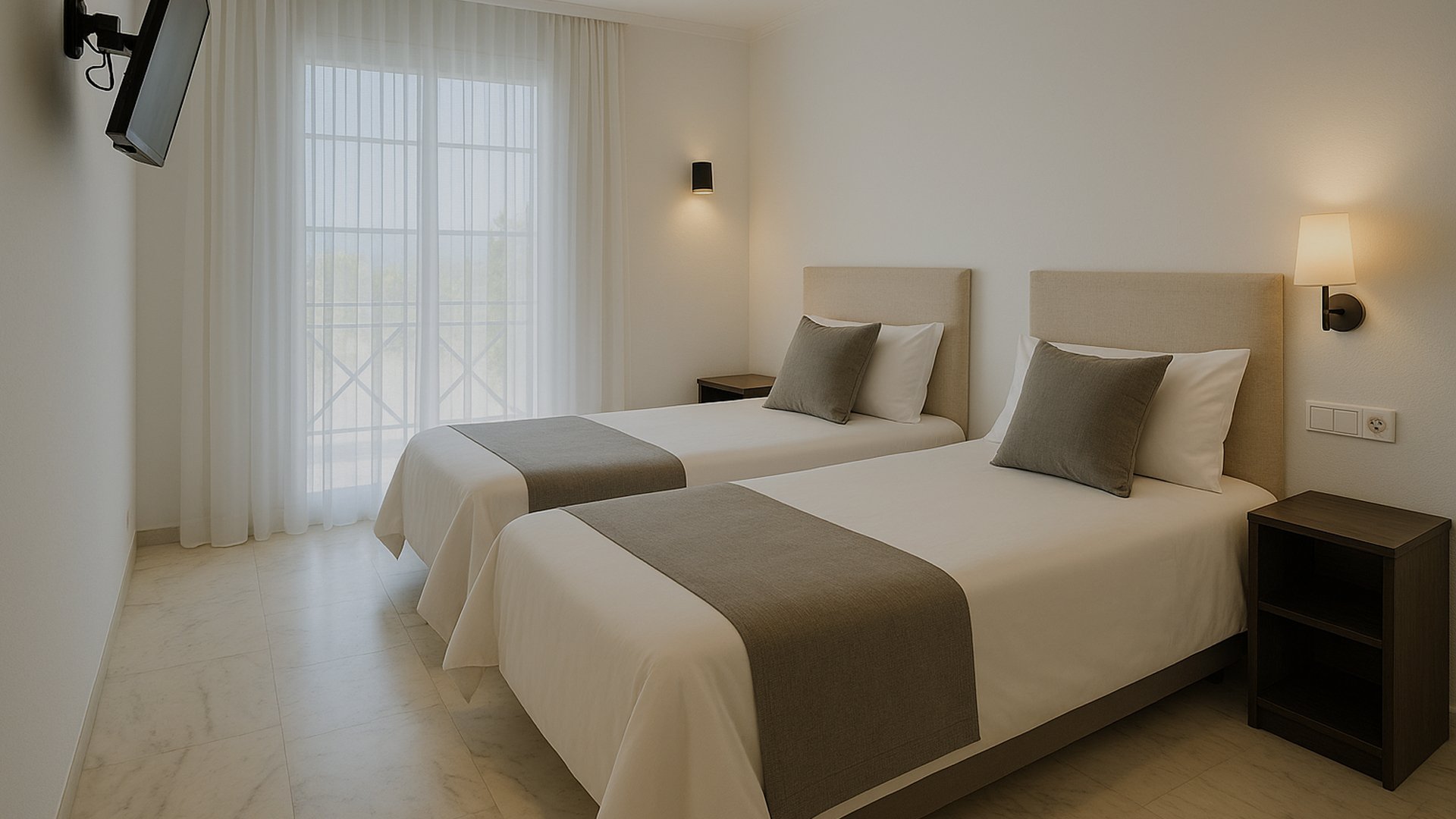Habitación doble del Hotel Los Molinillos, en Posadas Córdoba.