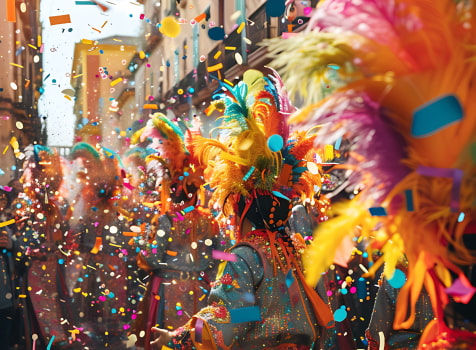 Carnaval Desfile de carnaval con mucho color y confeti